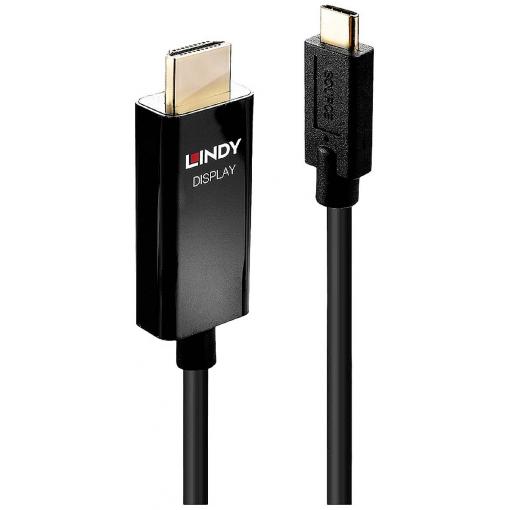 LINDY USB-C® kabel USB-C ® zástrčka, Zástrčka HDMI-A 2.00 m černá 43292 4K UHD HDMI kabel