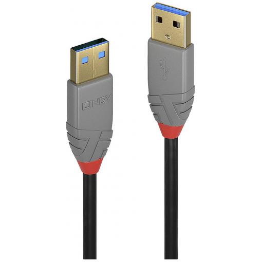 LINDY USB kabel USB 3.2 Gen1 USB-A zástrčka, USB-A zástrčka 1.00 m černá pozlacené kontakty 36751