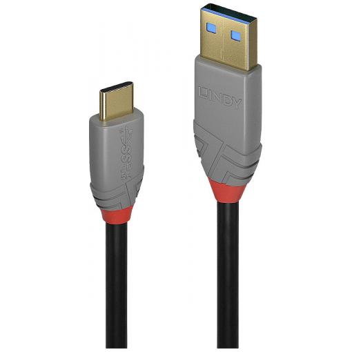 LINDY USB kabel USB 3.2 Gen2 USB-C ® zástrčka, USB-A zástrčka 1.50 m černá, šedá 36912