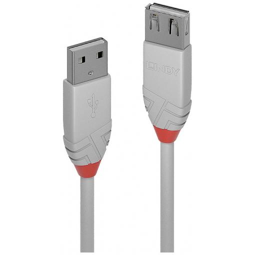 LINDY USB kabel USB 2.0 USB-A zástrčka, USB-A zásuvka 3.00 m šedá kulatý, pocínovaný 36714