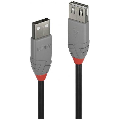 LINDY USB kabel USB 2.0 USB-A zástrčka, USB-A zásuvka 0.20 m černá, šedá 36700