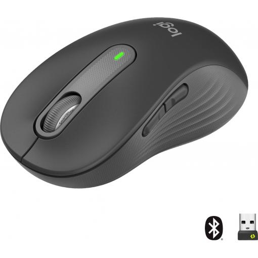 Logitech Signature M650 L optická myš, přenos bezdrátový, Bluetooth®, 5 tlačítko, 4000 dpi, grafitová