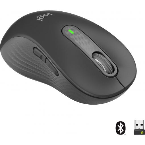 Logitech Signature M650 L left optická myš, přenos bezdrátový, Bluetooth®, 5 tlačítko, 4000 dpi, grafitová