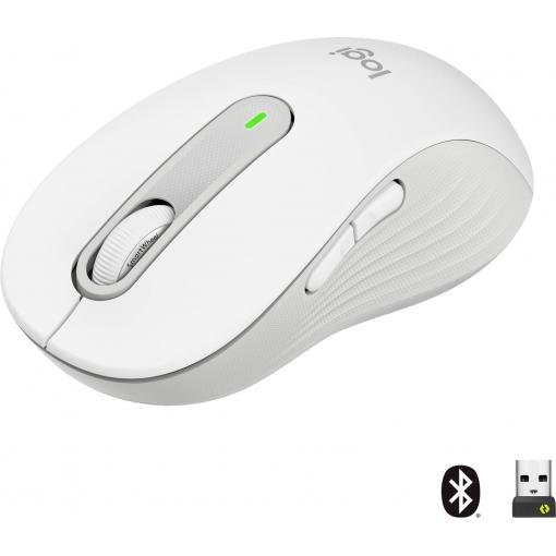 Logitech Signature M650 L optická myš, přenos bezdrátový, Bluetooth®, 5 tlačítko, 4000 dpi, bílá