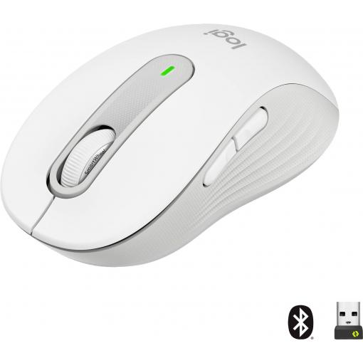 Logitech Signature M650 optická myš, přenos bezdrátový, Bluetooth®, 5 tlačítko, 4000 dpi, bílá