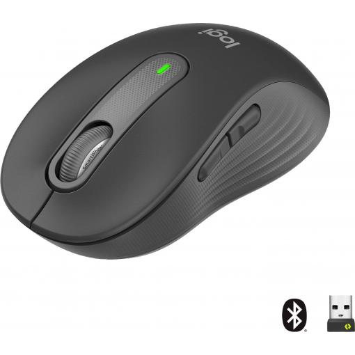 Logitech Signature M650 optická myš, přenos bezdrátový, Bluetooth®, 5 tlačítko, 4000 dpi, grafitová