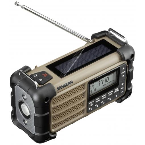 Sangean MMR-99 FM Desert A500484 outdoorové rádio, FM, nouzové rádio, Bluetooth, Solární panel, voděodolné, prachotěsné, stolní lampa, hnědá
