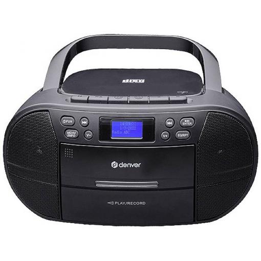 Denver TDC-280B rádio s kazetovým přehrávačem DAB+, FM AUX, CD, kazeta, USB funkce alarmu černá