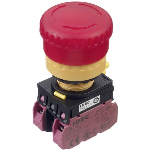 Idec YW1L-V4E02Q4R, YW1L-V4E02Q4R nouzový vypínač, 250 V, 2 rozpínací kontakty, 1 ks