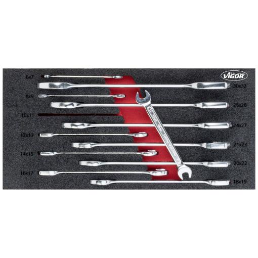 Vigor V6721 V6721 sada oboustranných plochých klíčů Délka klíče (cm) (jen pro nadpis) 6 - 32 mm