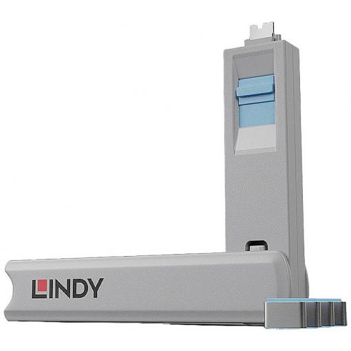 LINDY Zámek k portu USB-C® Lindy - Schloss für USB-C-Port - Blau sada 4 ks modrá zámek s klíčem vč. 1 klíče 40465