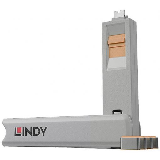 LINDY Zámek k portu USB-C® Lindy - Schloss für USB-C-Port - orange sada 4 ks oranžová zámek s klíčem vč. 1 klíče 40428