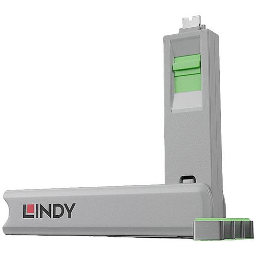 LINDY Zámek k portu USB-C® Lindy - Schloss für USB-C-Port - grün sada 4 ks zelená zámek s klíčem vč. 1 klíče 40426