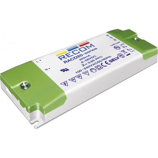 Napájecí zdroj LED Recom Lighting RACD20-500, 6-40 V/DC, 500 mA