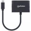 Manhattan USB 2.0 adaptér [1x USB-C® zástrčka - 1x USB-C® zásuvka (nabíjení), VGA zásuvka] 153430 20 cm oboustranně zapojitelná zástrčka, s nabíjecí zásuvkou
