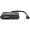 Manhattan USB 2.0 adaptér [1x USB-C® zástrčka - 1x USB-C® zásuvka (nabíjení), VGA zásuvka] 153430 20 cm oboustranně zapojitelná zástrčka, s nabíjecí zásuvkou