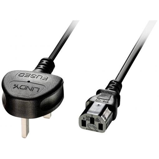 LINDY napájecí síťový kabel [1x UK zástrčka - 1x IEC C13 zásuvka 10 A] 3.00 m černá