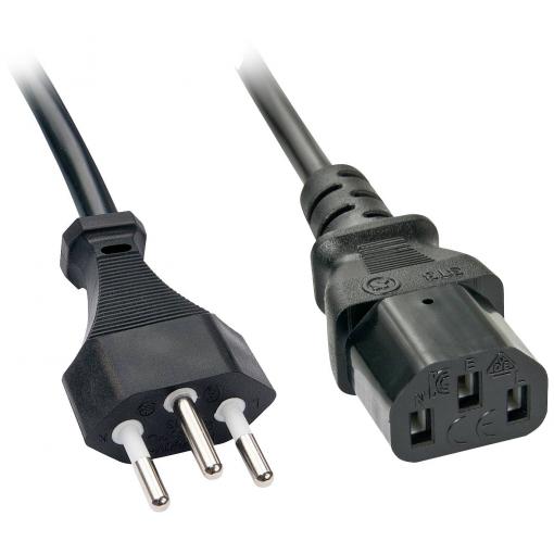 LINDY napájecí síťový kabel [1x švýcarská zástrčka - 1x IEC C13 zásuvka 10 A] 3.00 m černá