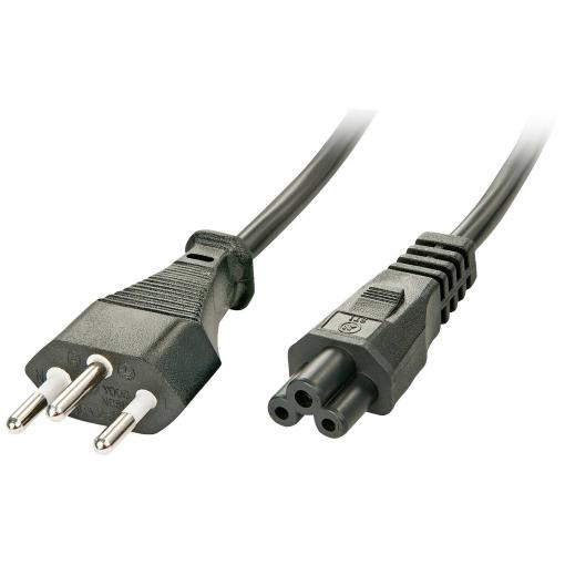 LINDY napájecí síťový kabel [1x švýcarská zástrčka - 1x IEC C5 spojka] 2.00 m černá