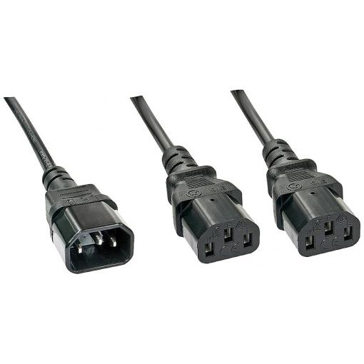 LINDY napájecí Y kabel [1x IEC zástrčka C14 10 A - 2x IEC C13 zásuvka 10 A] 1.00 m černá