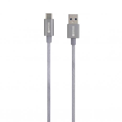Skross USB kabel USB 3.2 Gen1 USB-A zástrčka 1.20 m vesmírná šedá kulatý, flexibilní provedení, látkový potah SKCA0012A-C120CN