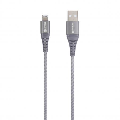 Skross USB kabel USB 2.0 USB-A zástrčka 1.20 m šedá kulatý, flexibilní provedení, látkový potah SKCA0011A-MFI120CN