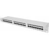 Intellinet 24-Port Cat6a Patchpanel geschirmt 1HE Kabeleinführung 90° abgewinkelt grau 24 portů patch panel 483 mm (19) CAT 6A 1 U šedá (RAL 7035) osazený