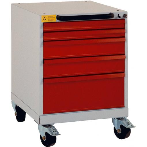 Manuflex LS1023.5007 ESD ESD skříň zásuvek BASETEC mobilní, Nutzhohe 500 mm s 5 přihrádkami, v briliantově modrá RAL 5007