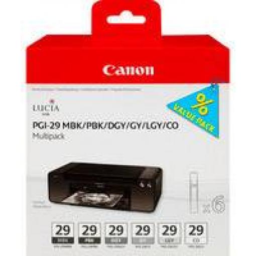 Canon Ink PGI-29 originál kombinované balení foto černá, matná černá, šedá, světlá zelená 4868B018