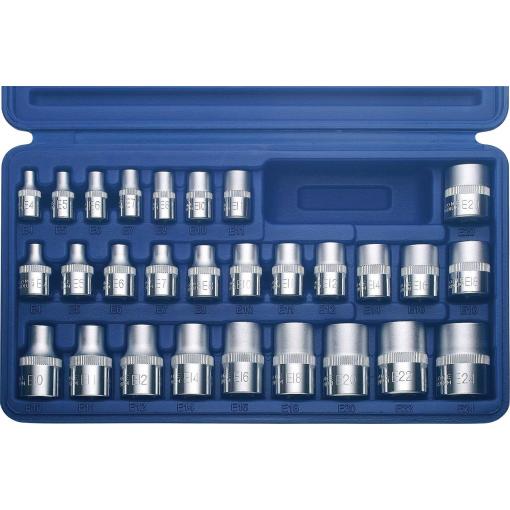 Kunzer sada nástavců pro nástrčný klíč, 3/8, 1/4 (6,3 mm), 1/2, 28dílná, 7EP28