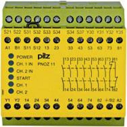 PILZ PNOZ 11 24VAC 24VDC 7n/o 1n/c bezpečnostní relé, 24 V/DC, 7 spínacích kontaktů, 1 rozpínací kontakt, (š x v x h) 90 x 87 x 121 mm, 774080, 1 ks