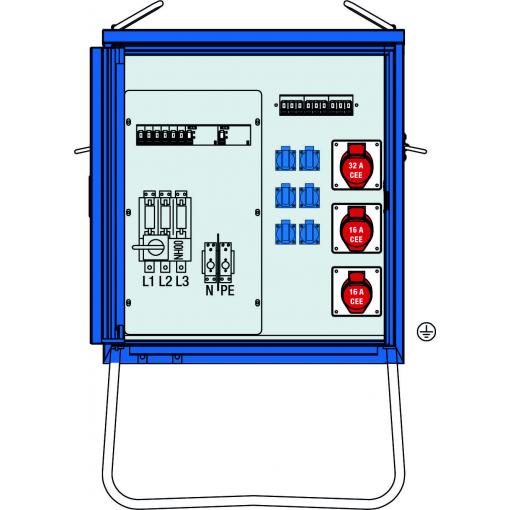 AS Schwabe V-E 2 44 kVA elektrický rozvaděč na stavbu 61842 400 V 63 A