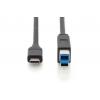 Digitus USB kabel USB 3.2 Gen1 USB-C ® zástrčka, USB-B zástrčka 1.80 m černá dvoužilový stíněný AK-300149-018-S