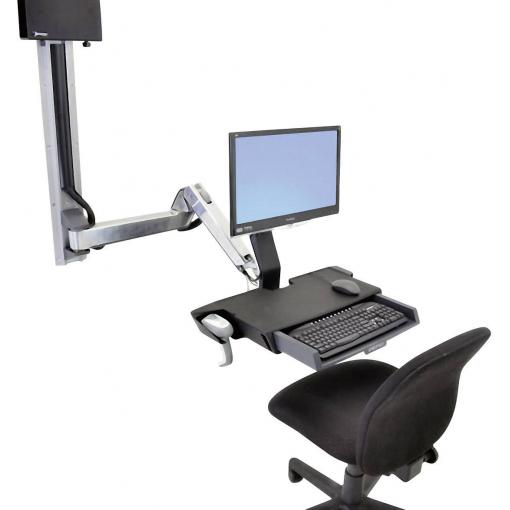 Ergotron StyleView Sit-Stand Combo 1násobné držák na zeď pro monitor 25,4 cm (10) - 61,0 cm (24) nastavitelná výška, odkládací místo na klávesnici, naklápěcí,