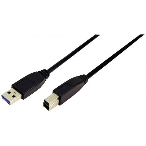 LogiLink USB kabel USB 3.2 Gen1 USB-A zástrčka, USB-B zástrčka 1.00 m černá pozlacené kontakty CU0023