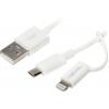 LogiLink USB kabel USB 2.0 USB-A zástrčka, USB Micro-B zástrčka, Apple Lightning konektor 1.00 m bílá CU0118