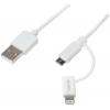 LogiLink USB kabel USB 2.0 USB-A zástrčka, USB Micro-B zástrčka, Apple Lightning konektor 1.00 m bílá CU0118