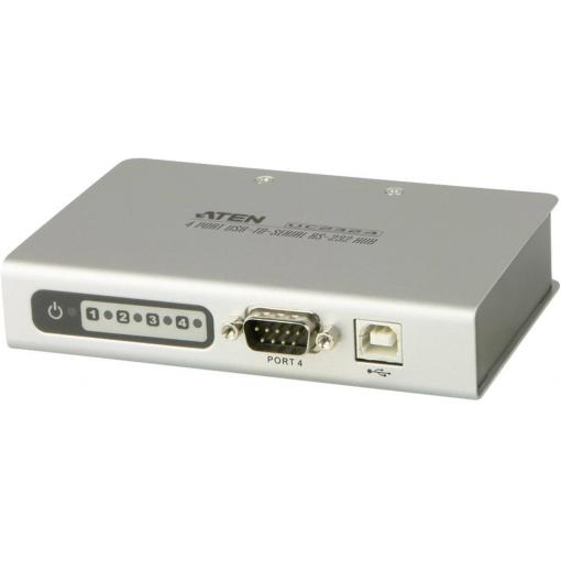 ATEN UC2324-AT USB Hub 4 porty sériové (9pólové) USB 2.0 480 MBit/s s převodníkem USB => RS-232 bílá UC2324-AT