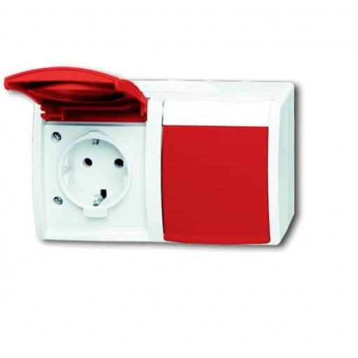 ABB 2CKA002084A0713 zásuvka s ochranným kontaktem IP44 rubínově červená, červená