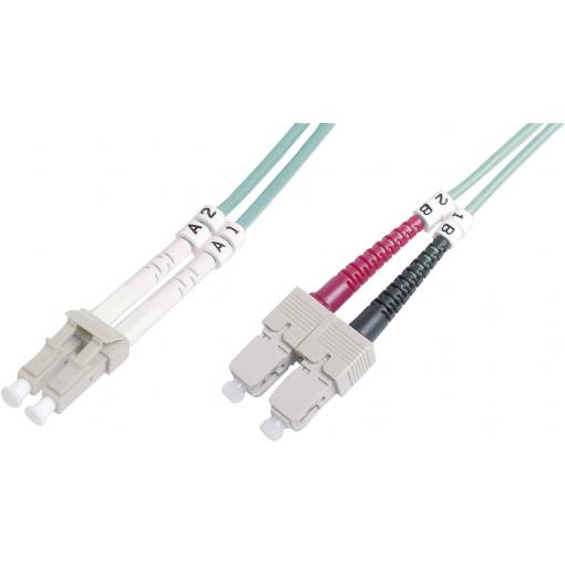 Digitus DK-2532-10/3 optické vlákno optické vlákno kabel 10.00 m tyrkysová [1x zástrčka LC - 1x zástrčka SC] 50/125 µ Multimode OM3