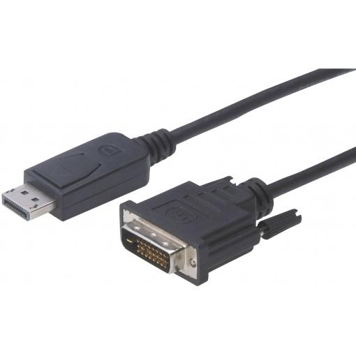 Digitus DisplayPort / DVI kabelový adaptér Konektor DisplayPort, DVI-D 24+1pol. Zástrčka 2.00 m černá DB-340301-020-S kulatý, dvoužilový stíněný,