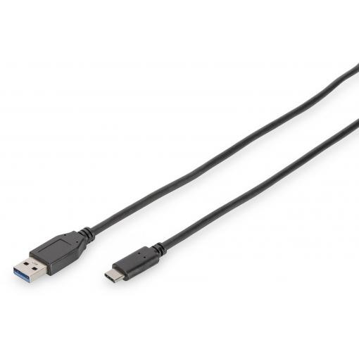Digitus USB kabel USB 3.2 Gen1 USB-C ® zástrčka, USB-A zástrčka 1.00 m černá kulatý, dvoužilový stíněný DB-300136-010-S