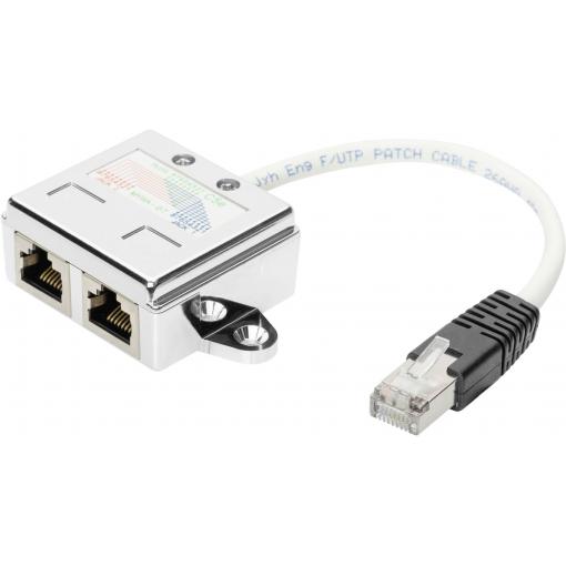 Digitus RJ45 síťový adaptér CAT 5, CAT 5e [2x RJ45 zástrčka - 1x RJ45 zástrčka] šedá