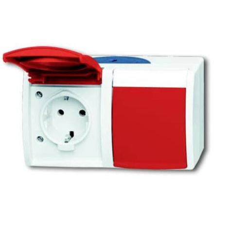 ABB 2CKA002084A0700 zásuvka s ochranným kontaktem IP44 rubínově červená, červená