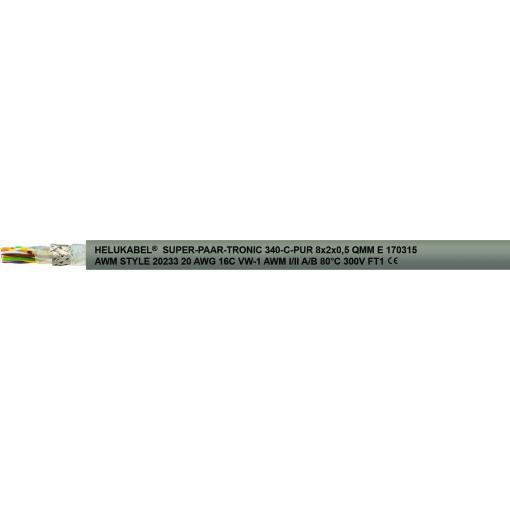 HELU 49866 kabel pro energetické řetězy S-PAAR-TRONIC 340-C-PUR 2 x 1 mm² šedá 100 m