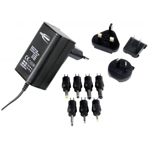 Ansmann 1209-0000 zásuvkový napájecí adaptér, nastavitelný, 3 V/DC, 4.5 V/DC, 5 V/DC, 6 V/DC, 7.5 V/DC, 9 V/DC, 12 V/DC, 600 mA, 7.2 W