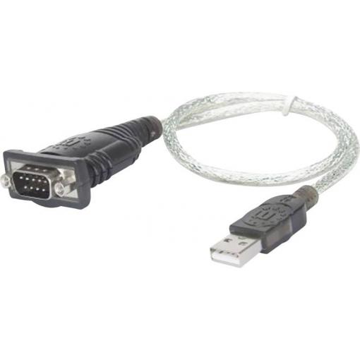 Manhattan USB, sériový kabelový adaptér [1x USB 1.1 zástrčka A - 1x D-SUB zástrčka 9pólová] 151856 45.00 cm pozlacené kontakty