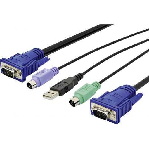 Digitus KVM kabelový adaptér [1x USB A, VGA - 1x VGA] 5.00 m černá