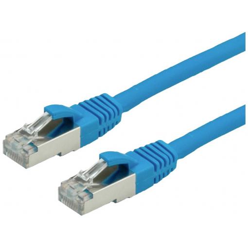 Value 21.99.1234 RJ45 síťové kabely, propojovací kabely CAT 6 S/FTP 1.00 m modrá dvoužilový stíněný, bez halogenů, samozhášecí 1 ks