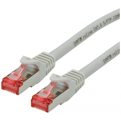 Roline 21.15.2600 RJ45 síťové kabely, propojovací kabely CAT 6 S/FTP 0.50 m šedá dvoužilový stíněný, bez halogenů, samozhášecí 1 ks